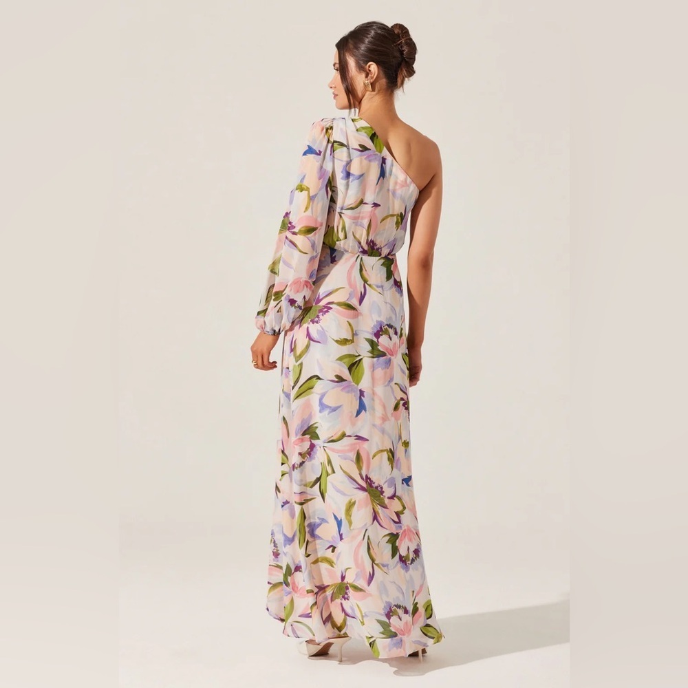 NWT ASTR The Label Sandersonia Pink Floral One Shoulder Dress Size Small - Picture 2 of 11